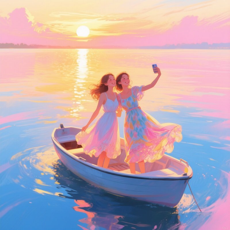 Sunset Selfie On The Boat Digital Art