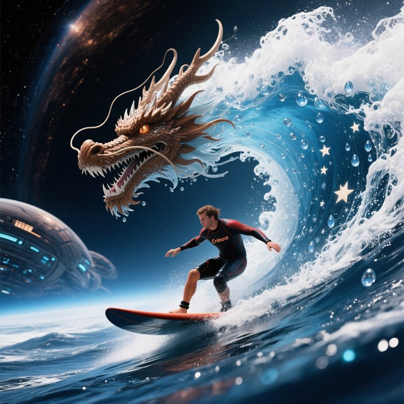 Surfer Crimson Tide On A Wave Shaped Like A Dragon 2