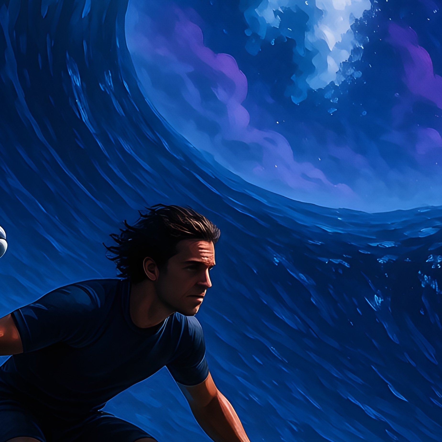 Surfer Echo Tide Racing Dolphins Giant Waves 2 - Full Resolution Quality Preview