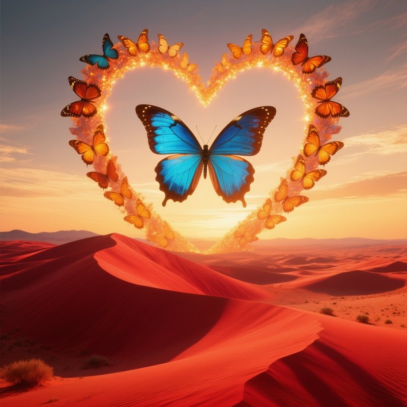 Surreal Desert Heart Arch Butterflies