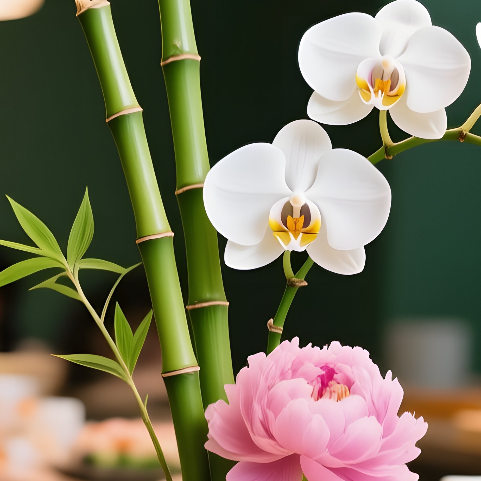 Sushi Bar With Minimalist Floral Arrangement - Full Resolution Quality Preview