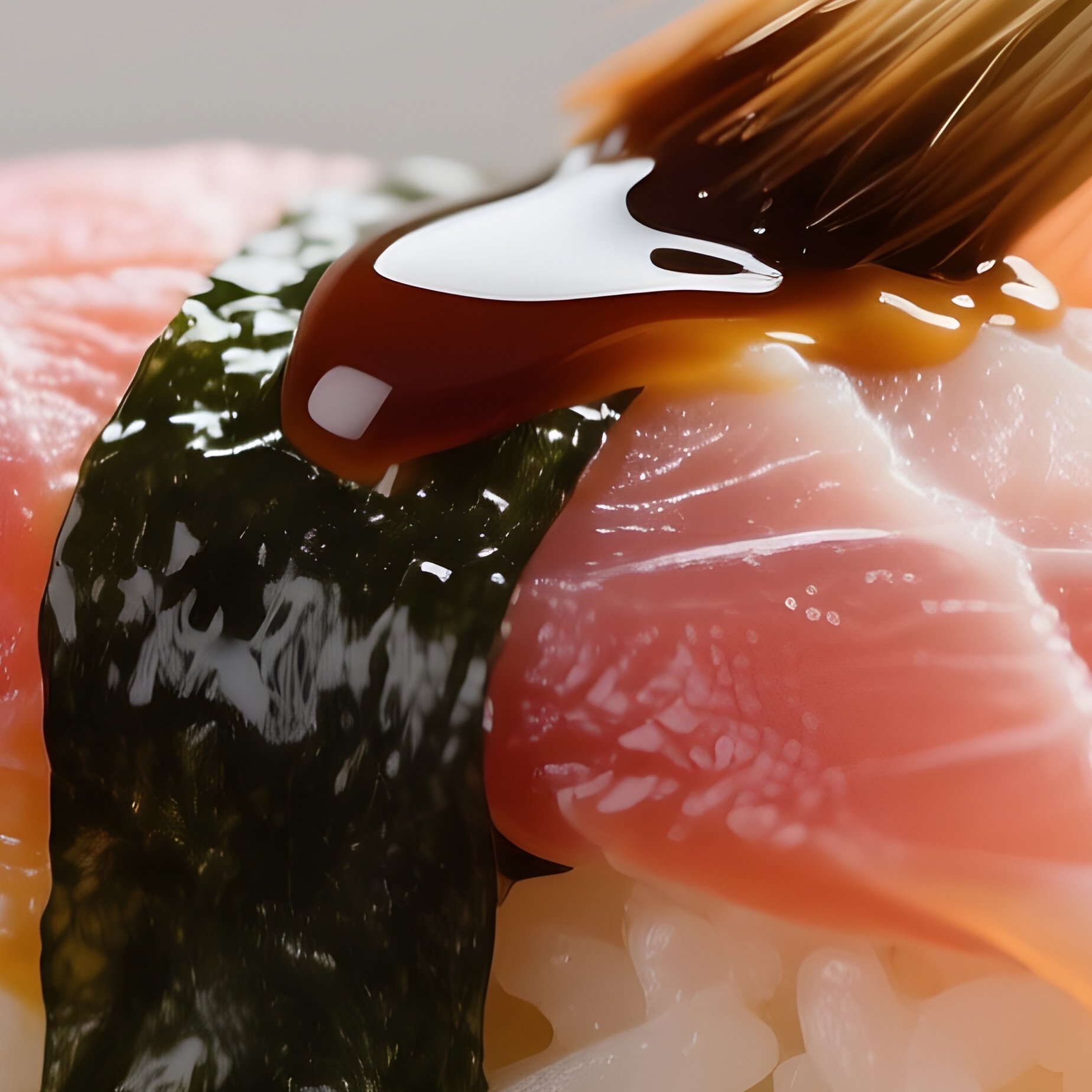 Sushi Nigiri With Hand Pressed Vinegared Rice Topped With Fresh Raw Fish Such As Tuna, Salmon, Or Sea Bream, Brushed Lightly With Soy Sauce - Full Resolution Quality Preview