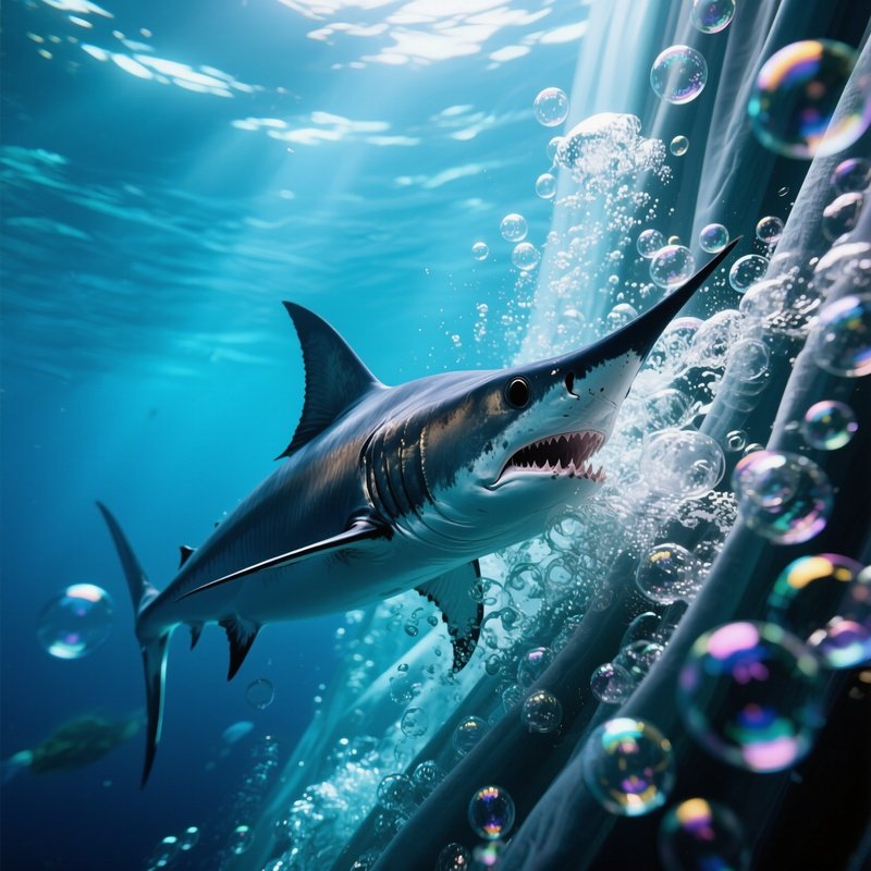 Swordfish Bubble Curtain Underwater Scene