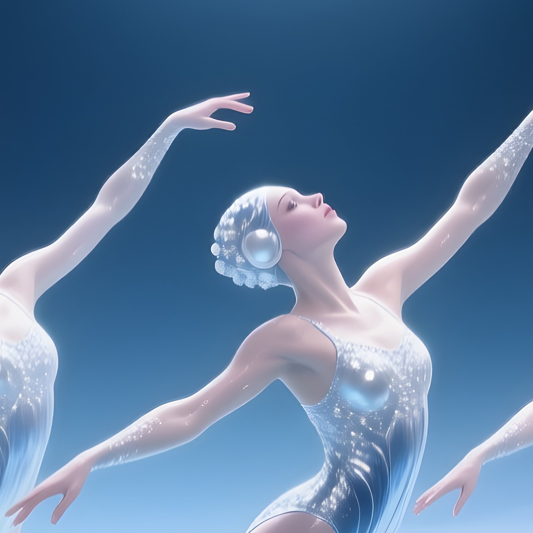 Synchronized Swimmer Pearl Mist Dancing Beneath Moonlight Fantasy - Full Resolution Quality Preview