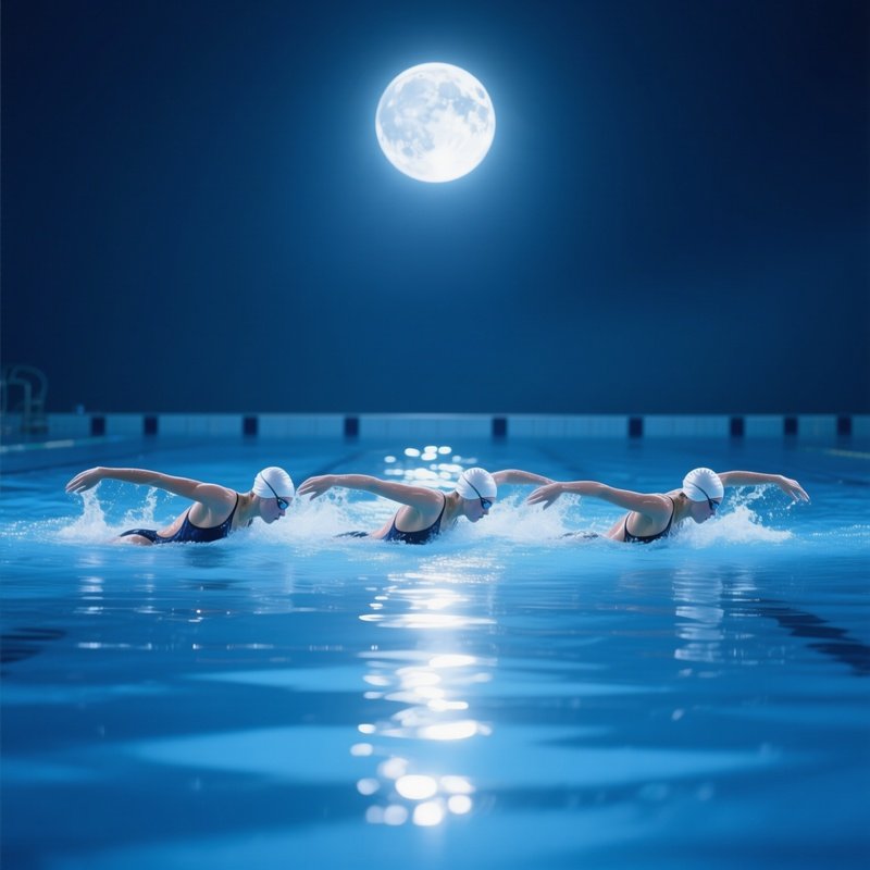 Synchronized Swimmer Pearl Mist Dancing Beneath Moonlight