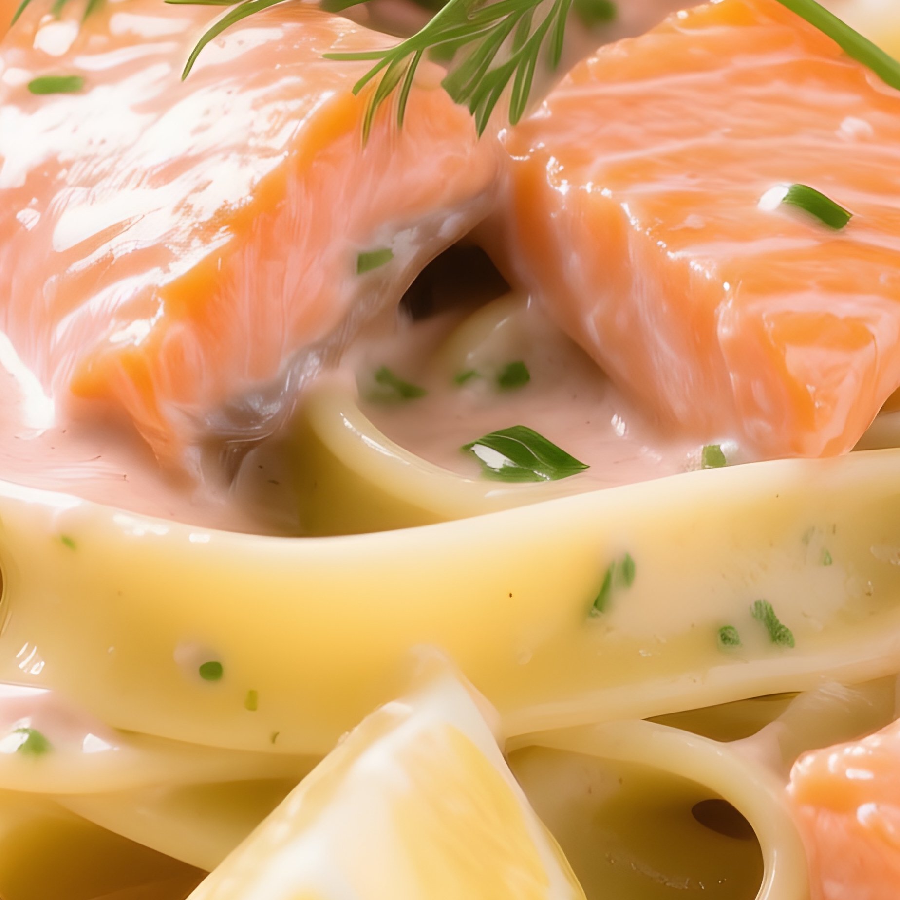 Tagliatelle Al Salmone Featuring Pasta With Salmon Cream Dill And Lemon - Full Resolution Quality Preview
