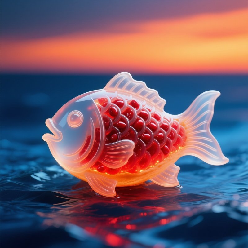 Taiyaki As Symboic Fish Shaped Cake With Red Bean Paste Art