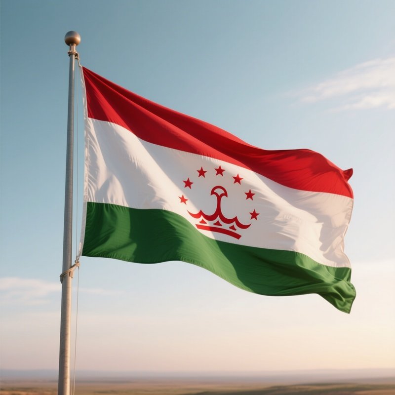 Tajikistan Flag Half Mast Wind