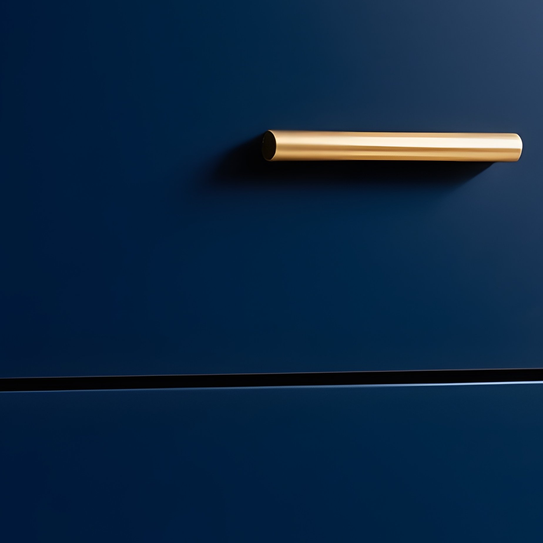 Tall Chest Of Drawers Matte Navy Blue Brushed Gold Handles - Full Resolution Quality Preview