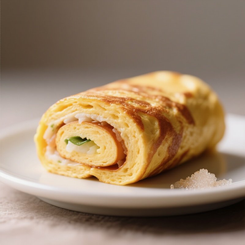 Tamagoyaki Rolled Omelet Flavored With Dashi And Sugar