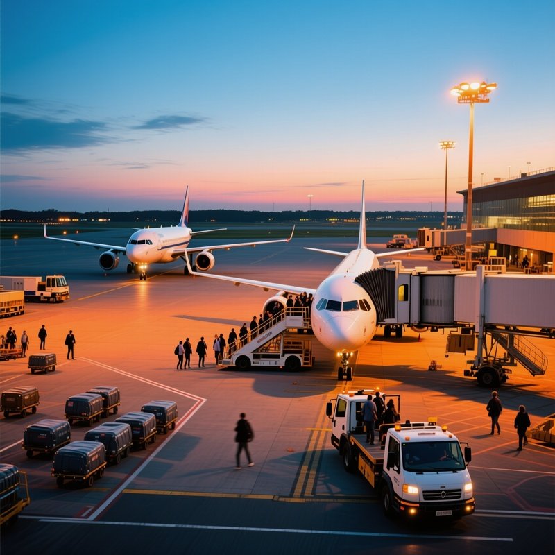 Tarmac Ramp Action Das Vorfeld Airport Arrival Departure