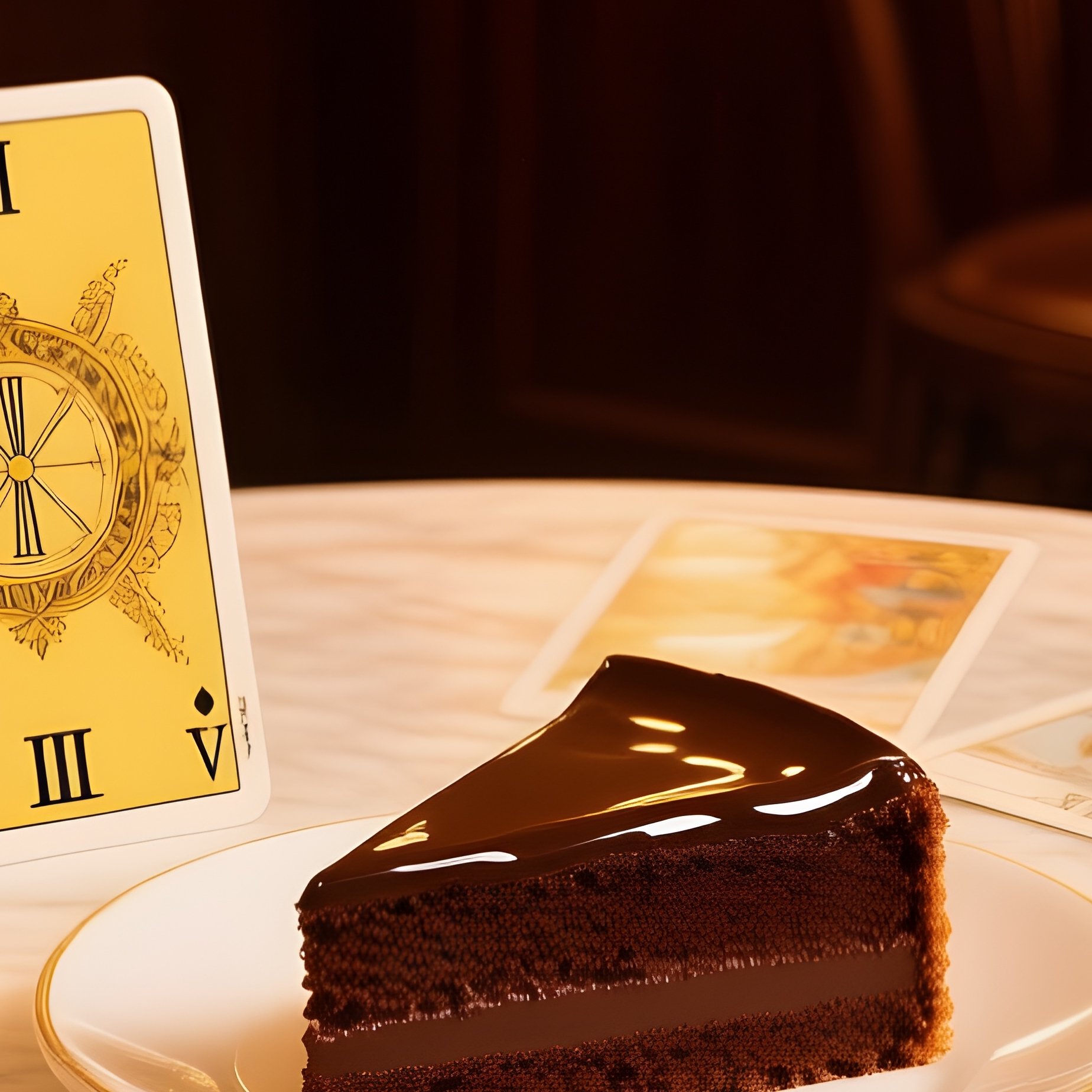 Tarot Vienna Coffeehouse Marble Table Tarot Cards Sachertorte - Full Resolution Quality Preview