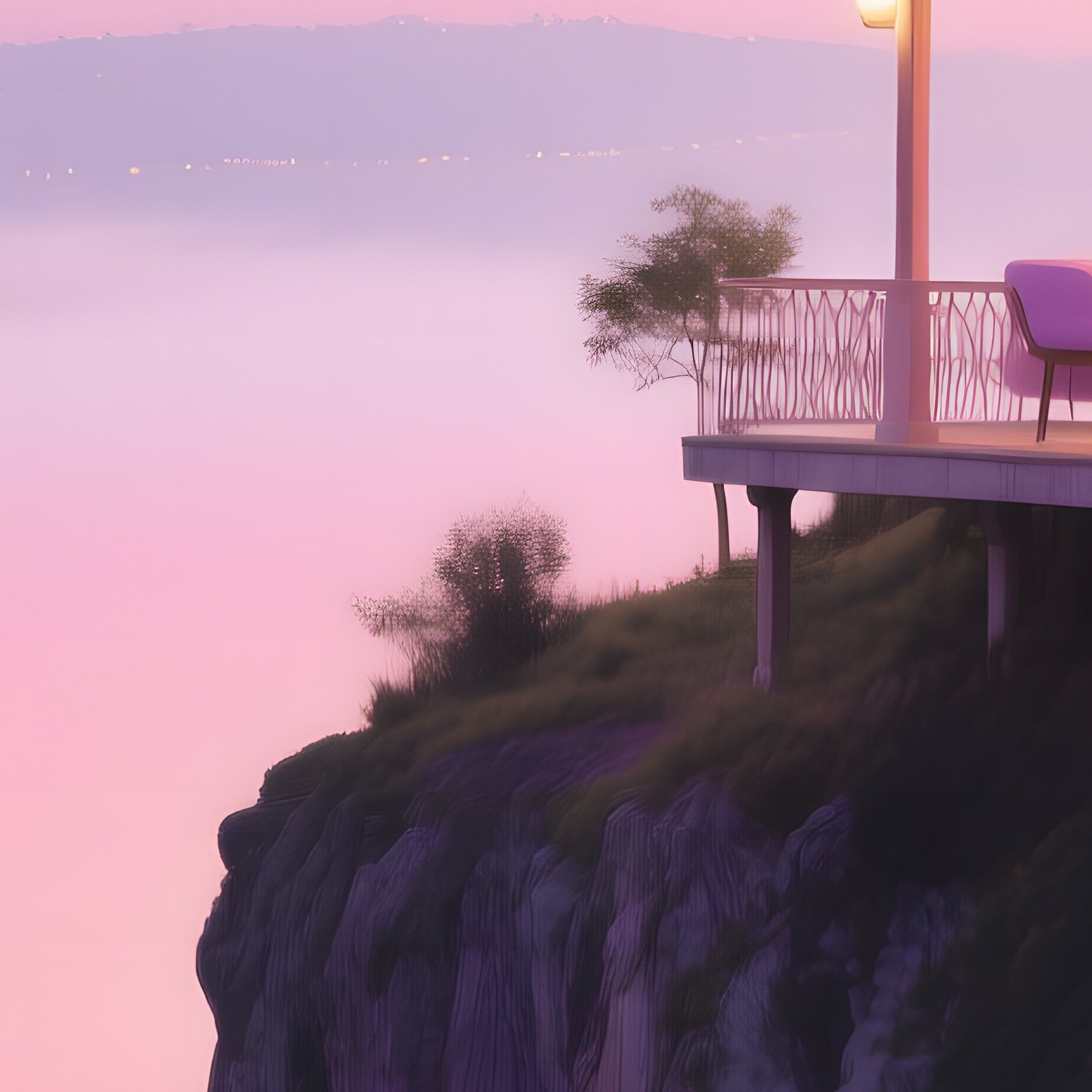 Tea House On Cliff Over Bosphorus Misty Morning - Full Resolution Quality Preview