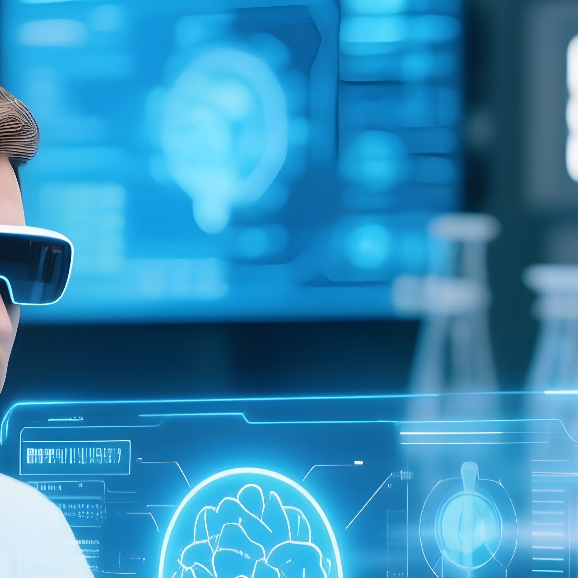 Team Brainstorming With Ar Glasses Futuristic Scene - Full Resolution Quality Preview