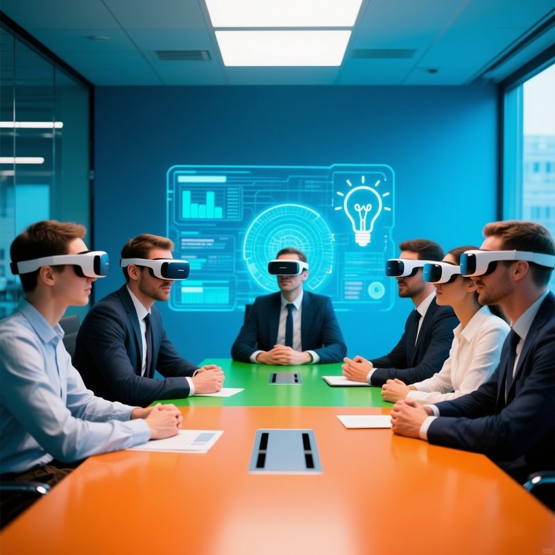 Team Brainstorming With Ar Glasses Meeting Room
