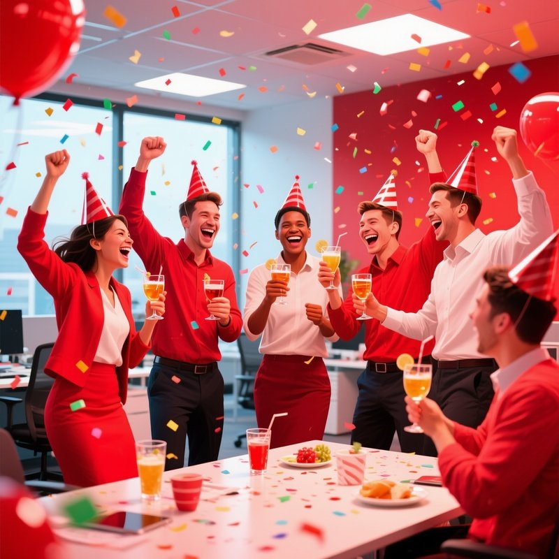 Team Celebrating Product Launch Party