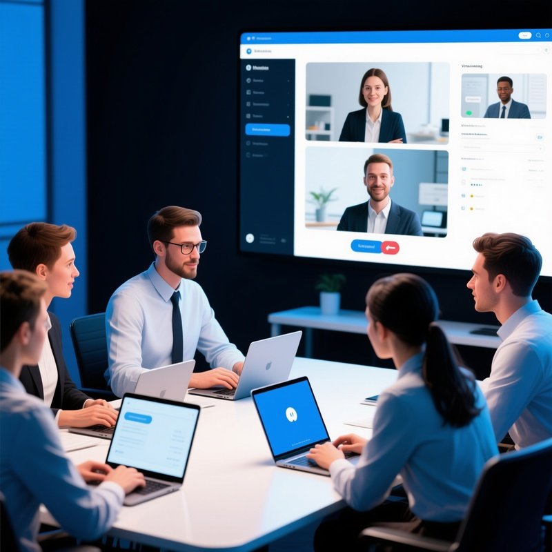 Team Collaborating Around Laptop Virtual