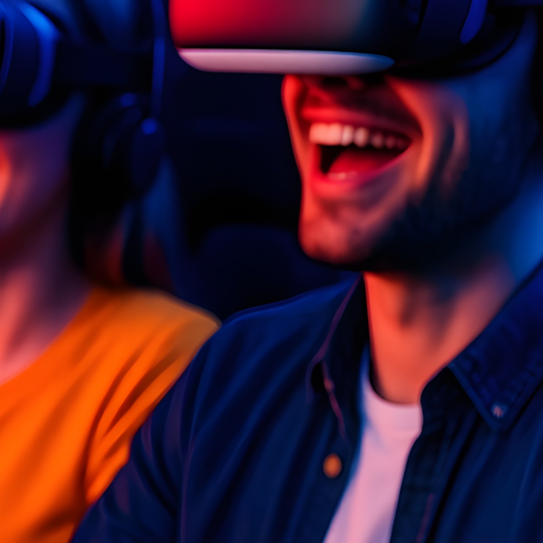 Team Wearing Vr Headsets Experiencing Video Game - Full Resolution Quality Preview