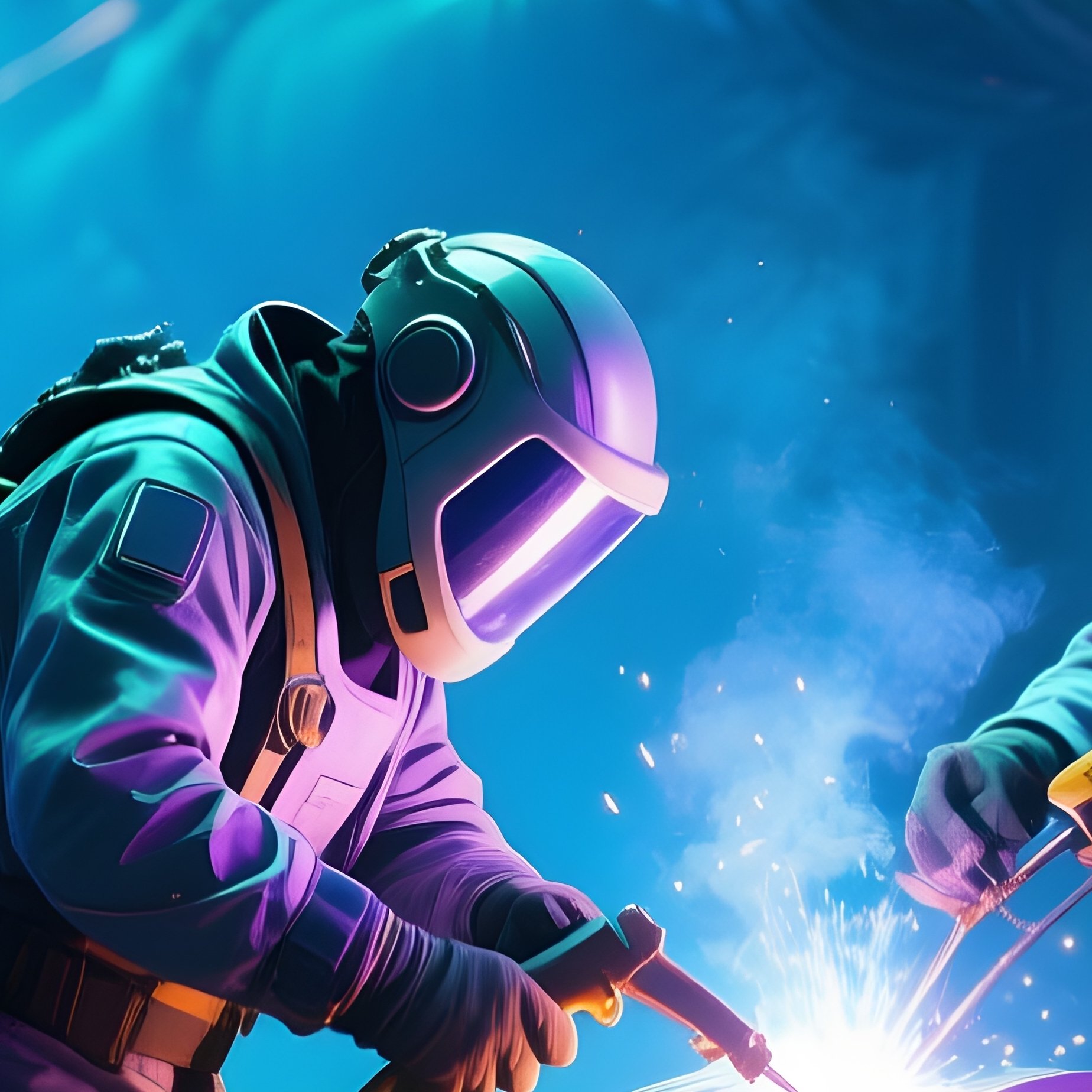 Team Welding Steel Pipes On Industrial Site Fictional - Full Resolution Quality Preview