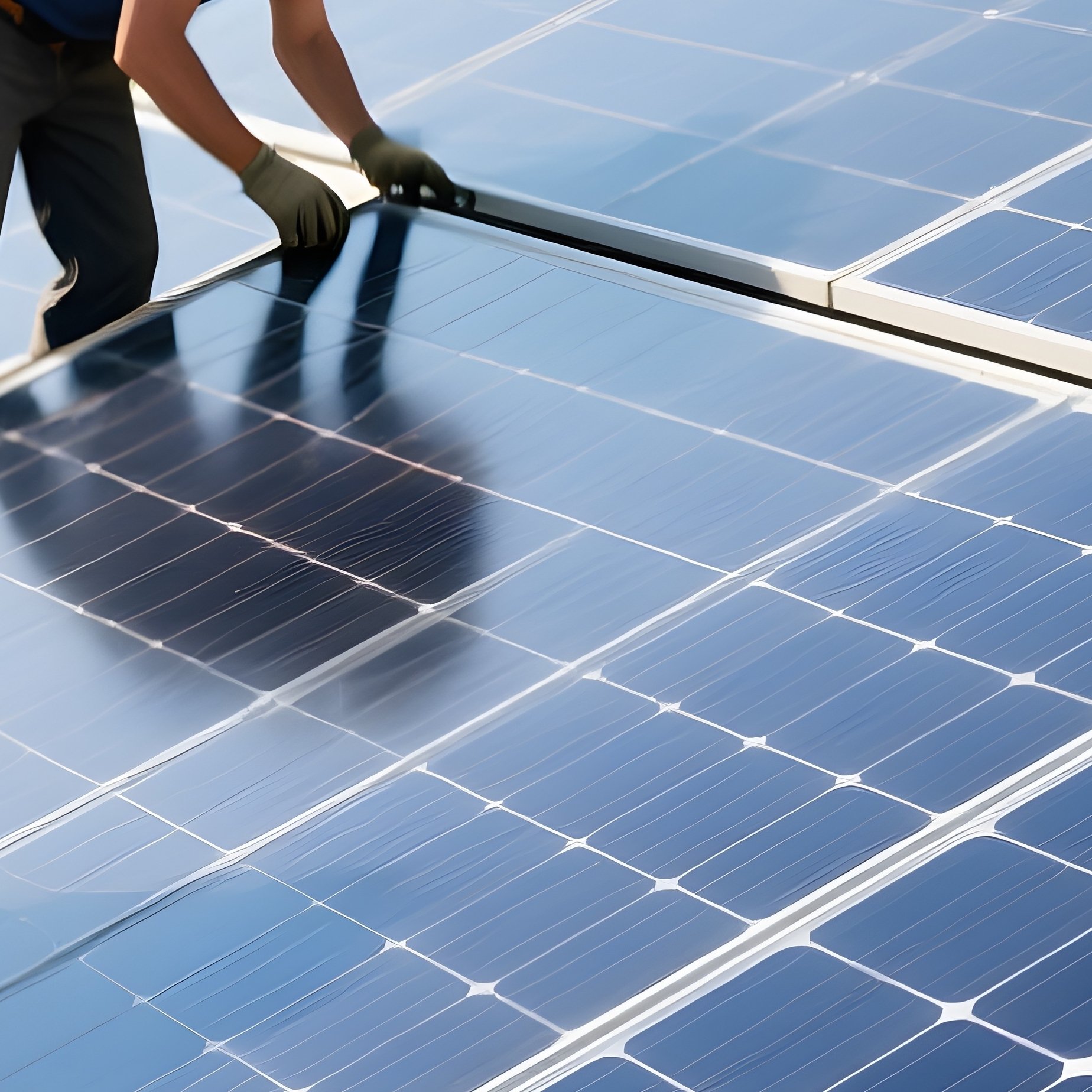 Team Working On Solar Panel Installation Rooftop - Full Resolution Quality Preview