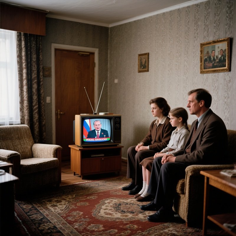 Television Address 1987 Family Watching Gorbachev