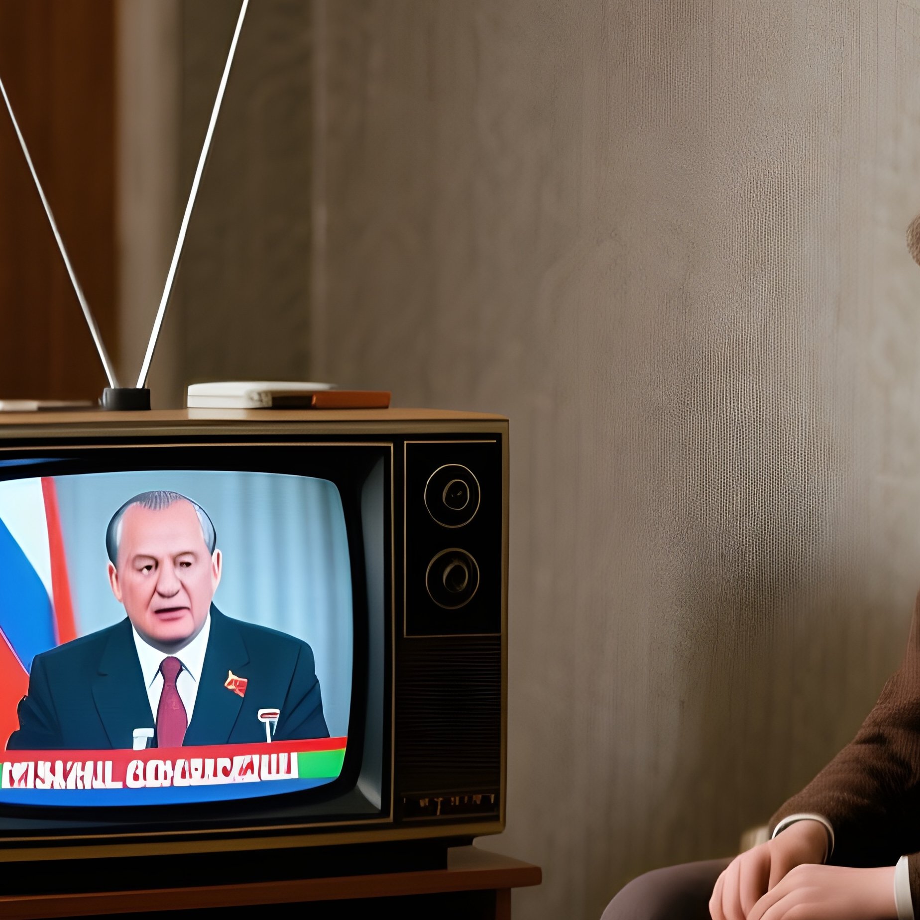 Television Address 1987 Family Watching Gorbachev - Full Resolution Quality Preview