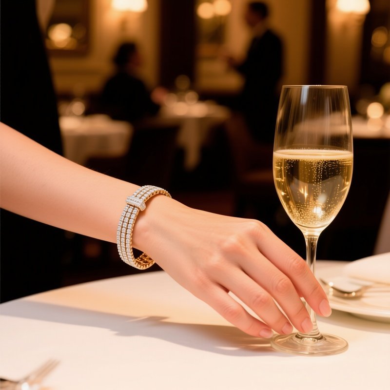 Tennis Bracelet Champagne Luxury Restaurant