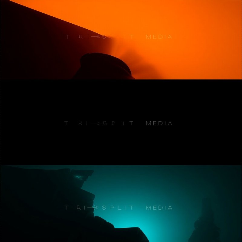 Text Overlay Tri Split Media On A Divided Background Digital Art