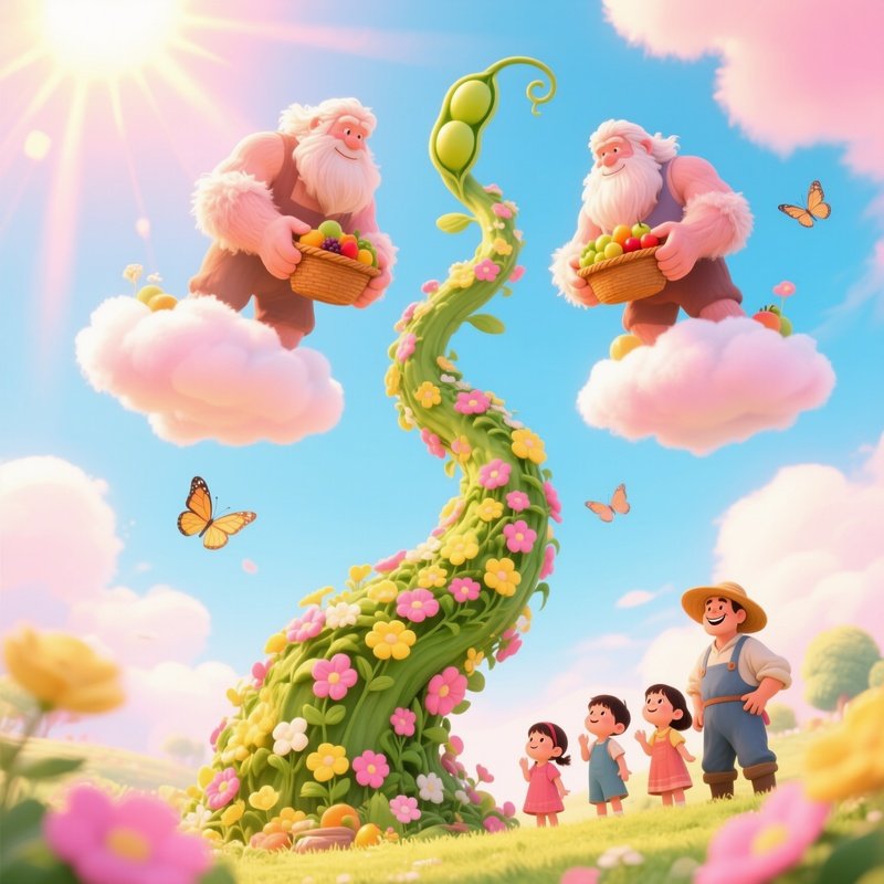 The Beanstalk Fairytale Giant Beanstalk Reaches Clouds Giants Live