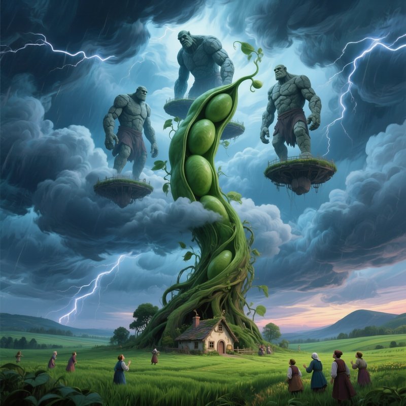 The Beanstalk Giant Beanstalk Reaches Clouds Giants Live