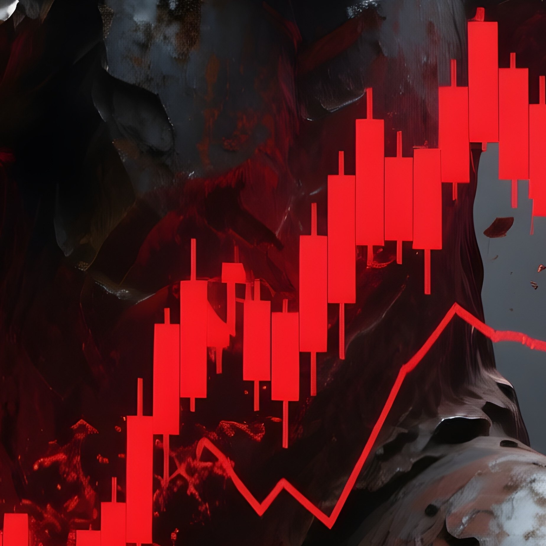 The Bear Statue Defending Against Falling Stock Chart - Full Resolution Quality Preview