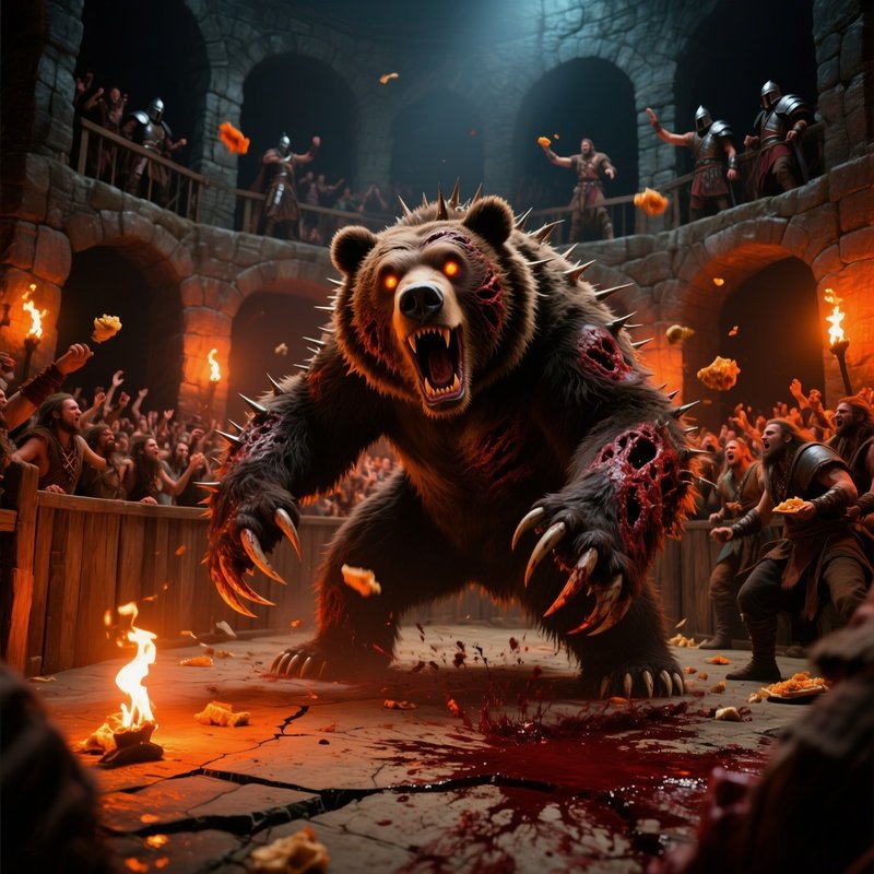 The Beast Pit Captured By Raiders Fight Mutated Bear For Crowd Amusement