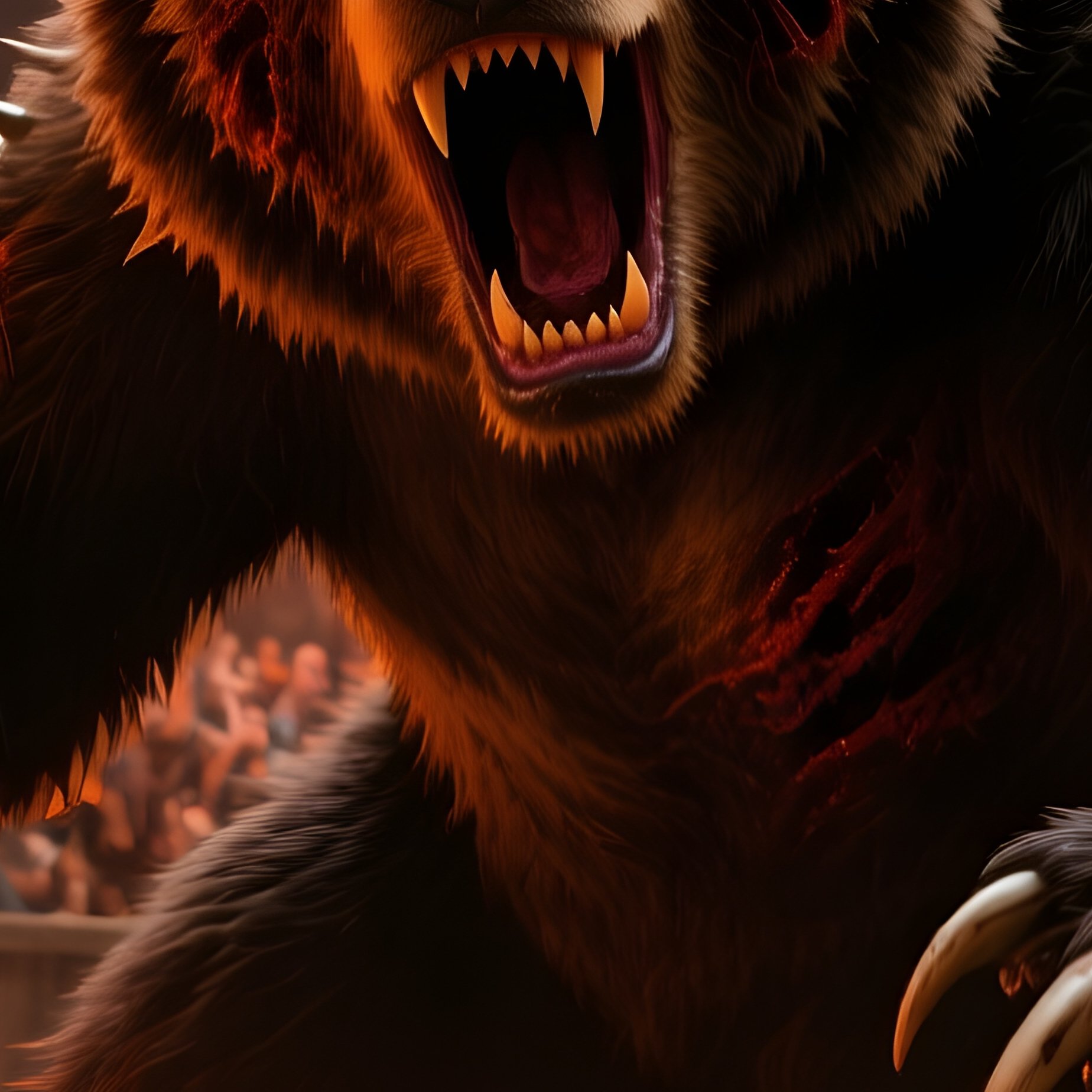 The Beast Pit Captured By Raiders Fight Mutated Bear For Crowd Amusement - Full Resolution Quality Preview