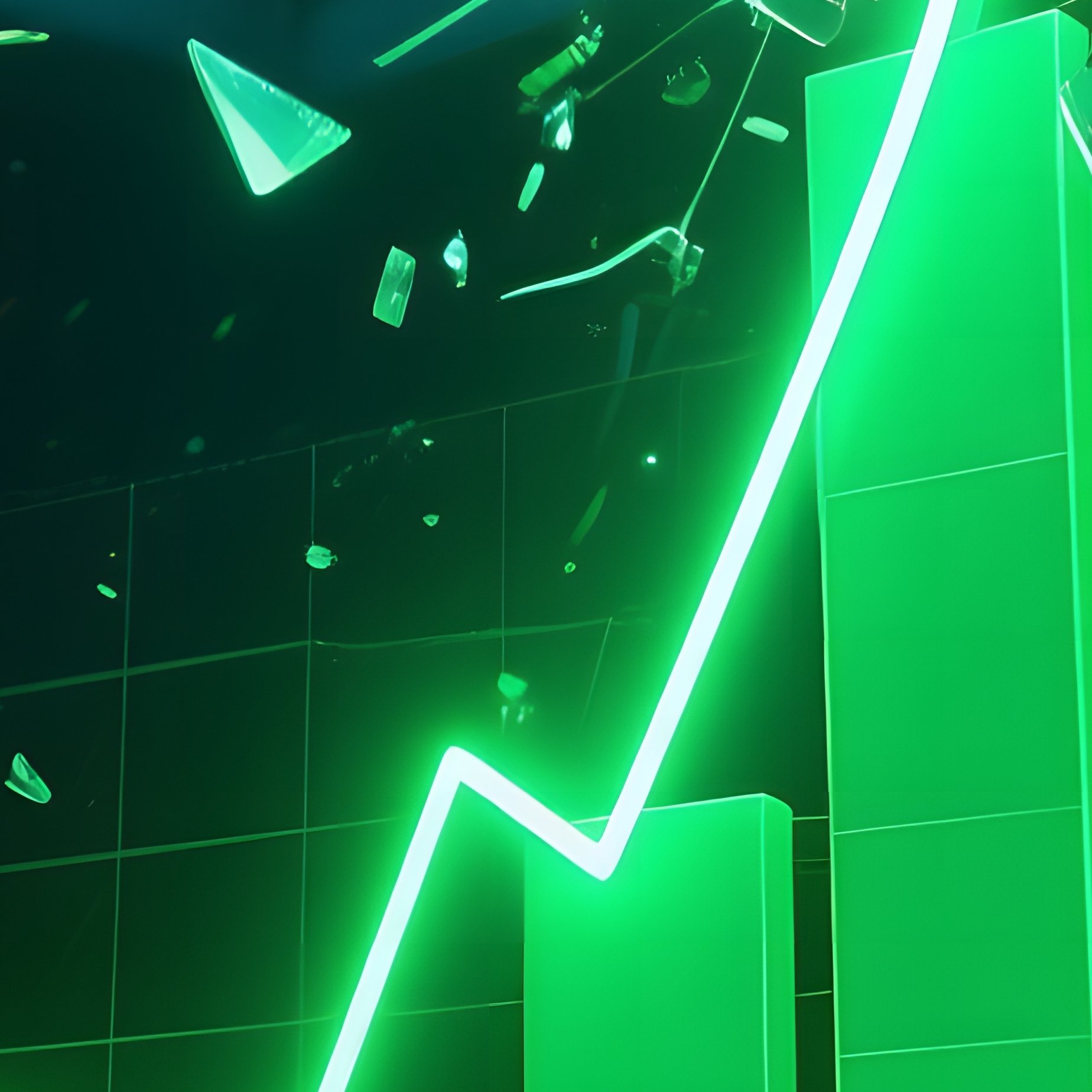 The Breakout Glowing Green Line Chart Smashing Glass Ceiling - Full Resolution Quality Preview