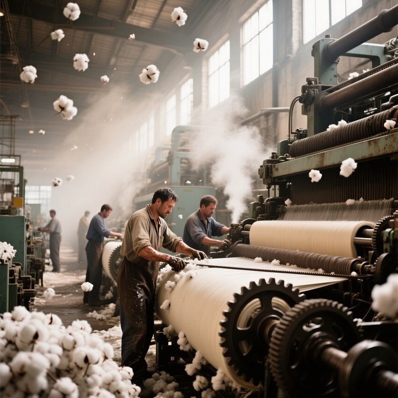 The Carding Room Huge Carding Machines Combing Raw Cotton