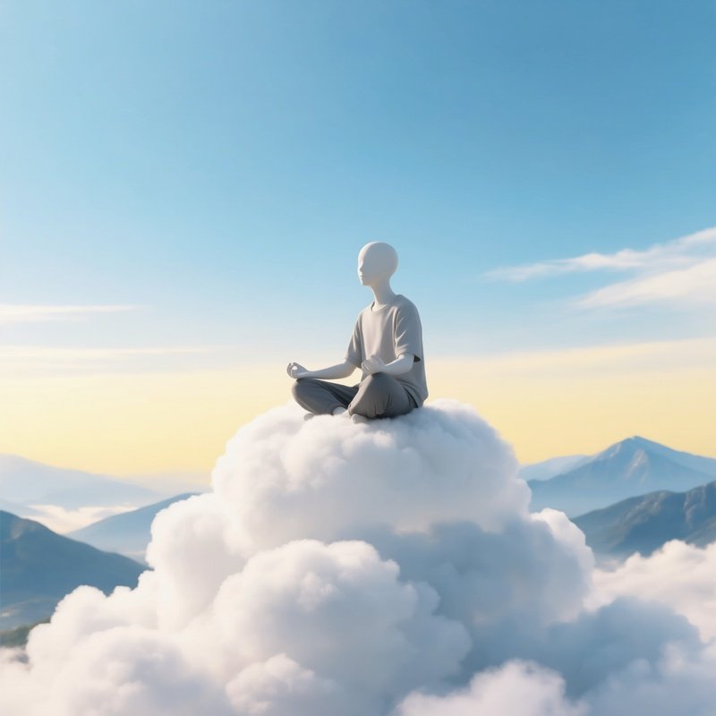 The Cloud Worker Literally Sitting On A Fluffy White Cloud In The Sky