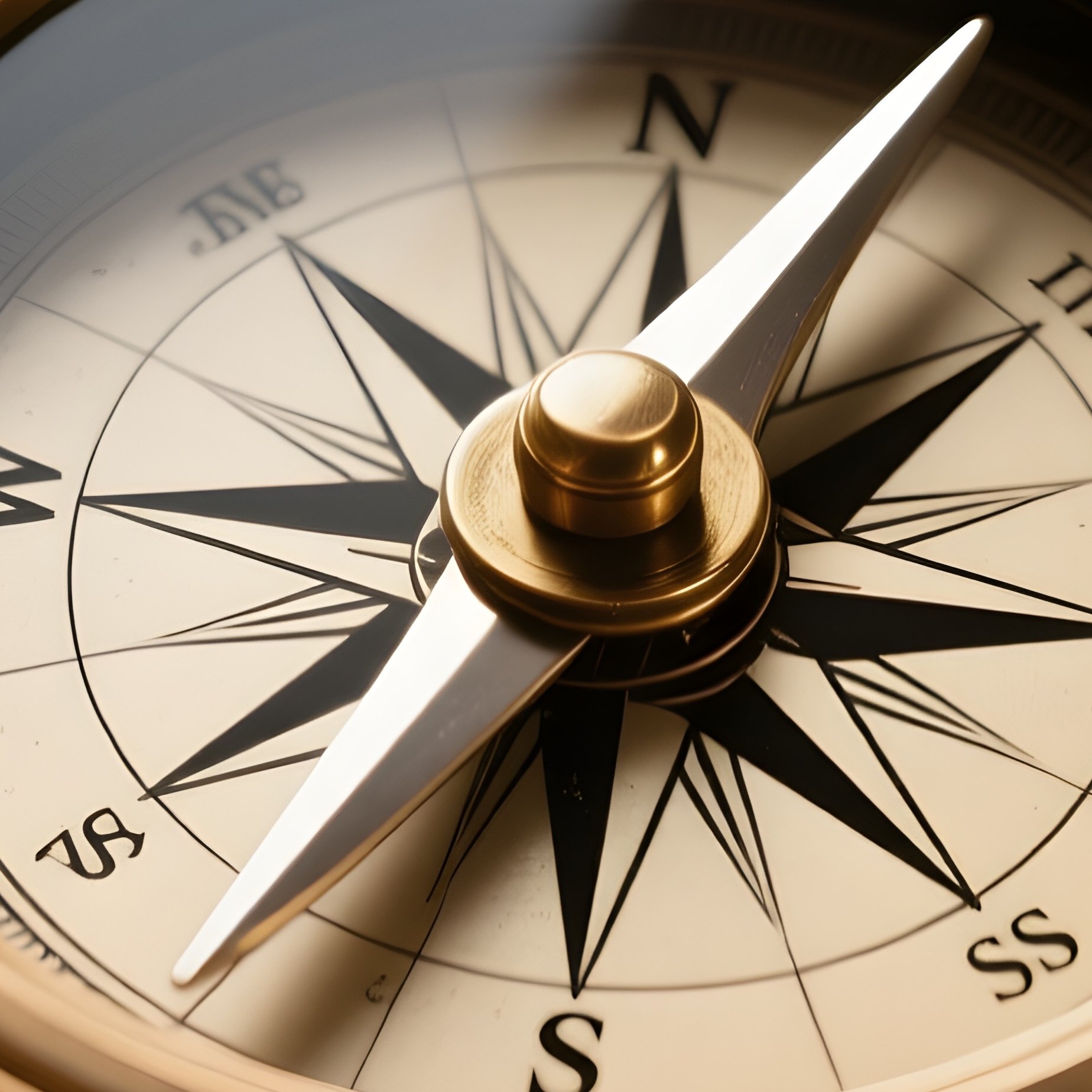 The Compass: An Antique Brass Navigational Compass Resting On A Weathered Map Of The World, Pointing True North, Symbolizing Direction And Business Vision. - Full Resolution Quality Preview