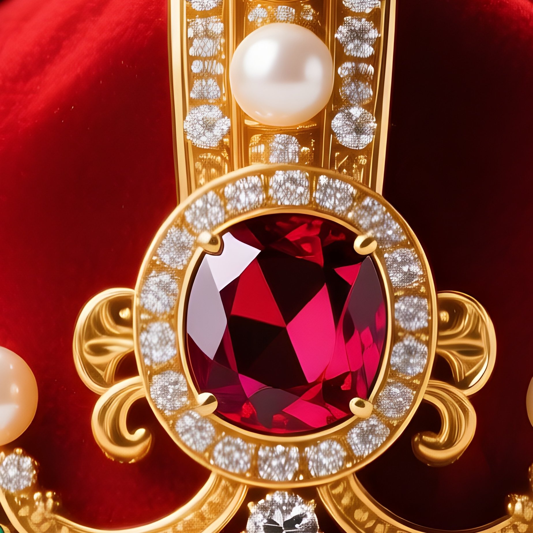 The Crown Jewel Royal Crown With Ruby Pearls - Full Resolution Quality Preview