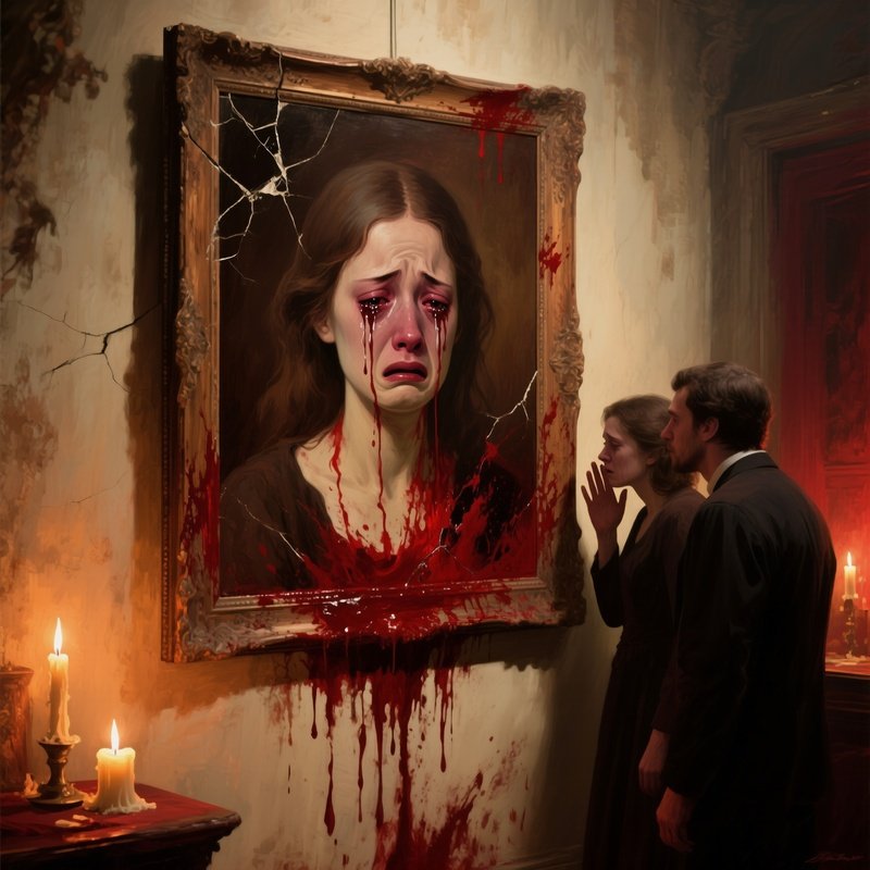 The Crying Portrait Oil Painting Bleeds From Eyes When Lie Is Told