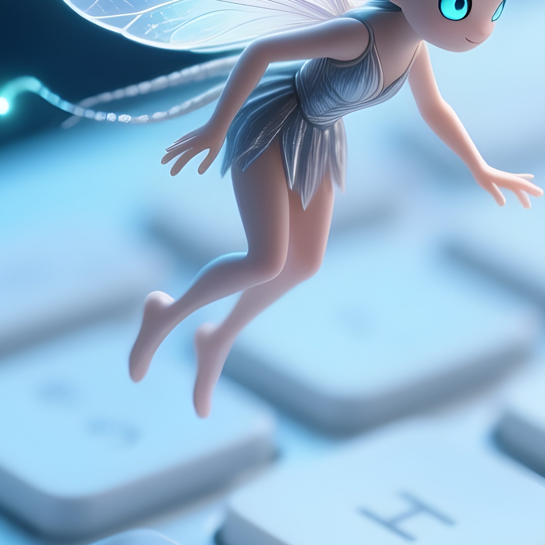 The Fairy Micro Worker Tiny Fairy Hopping On Keyboard - Full Resolution Quality Preview