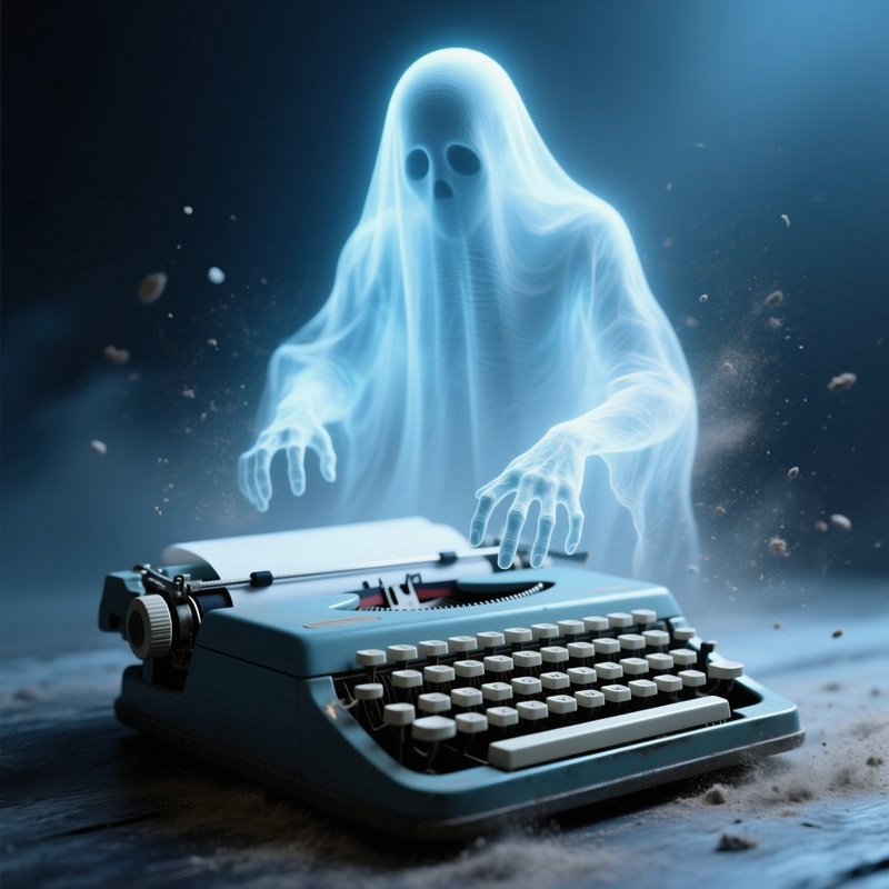 The Ghostwriter Spectral Figure Typing On Typewriter