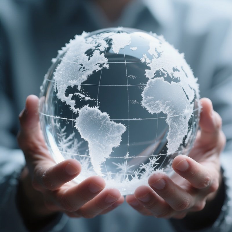 The Globe: A Crystal Clear Glass Globe Held In Human Hands, With The Continents Etched In Frost, Symbolizing Global Responsibility.