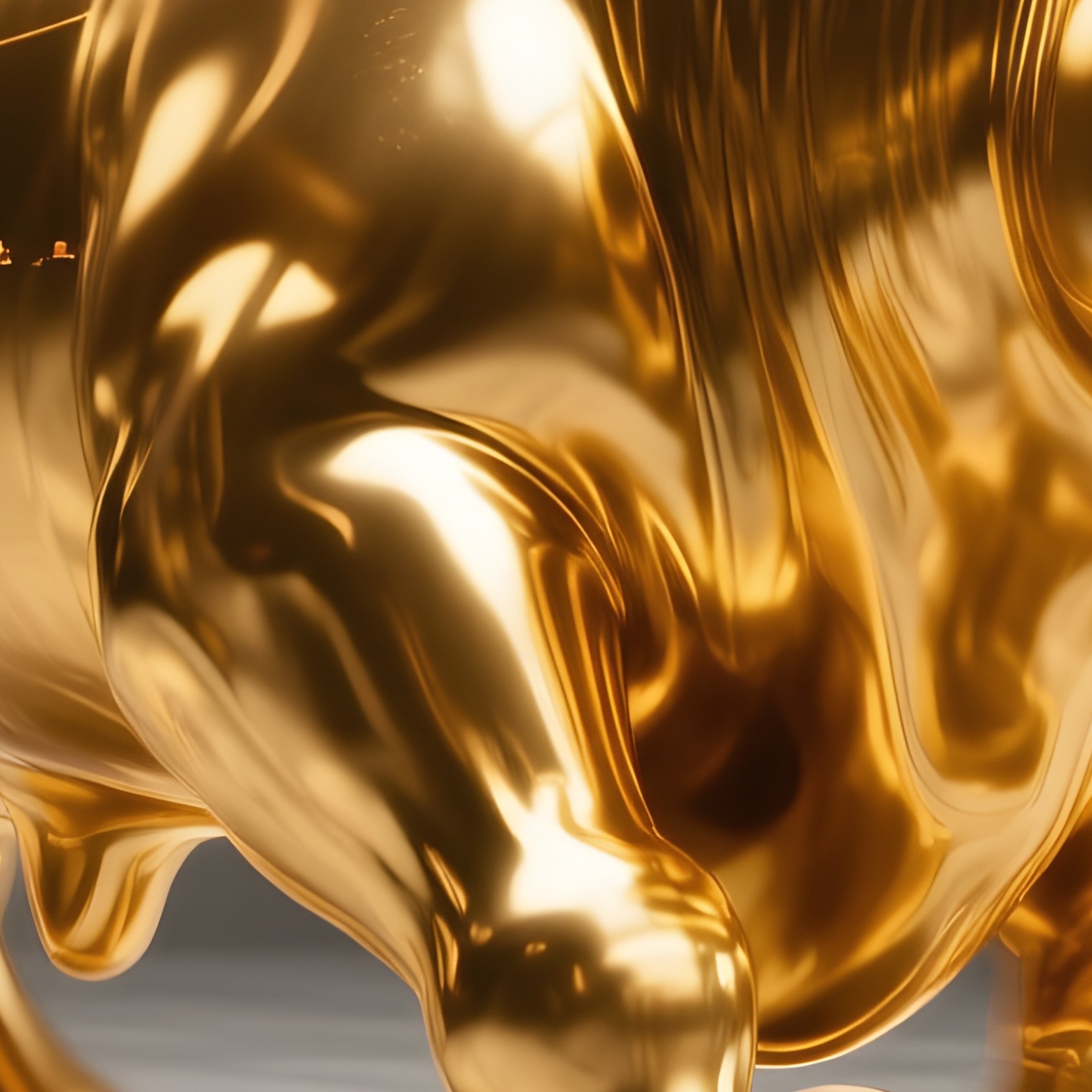 The Golden Bull: A Powerful, Metallic Golden Bull Charging Forward On A Polished Marble Floor, Representing A Rising Stock Market, With Dynamic Motion Blur And Dramatic Studio Lighting. - Full Resolution Quality Preview