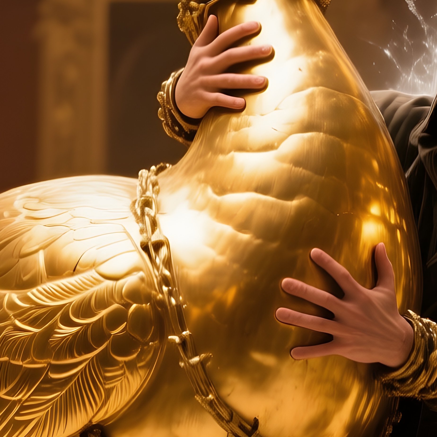 The Golden Goose Thief Stuck To Statue - Full Resolution Quality Preview