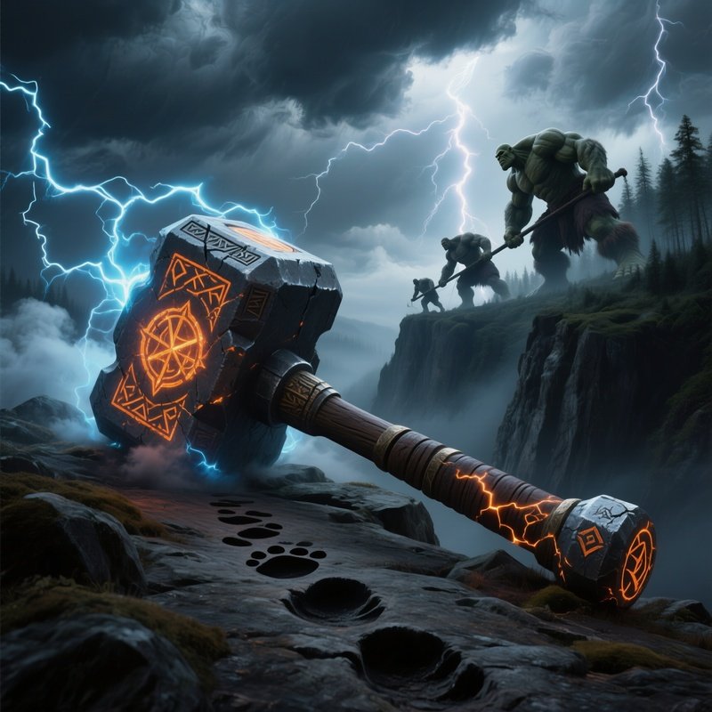 The Hammer Of Thunder A Heavy Hammer That Only One Person Can Lift Has Been Stolen By Giants
