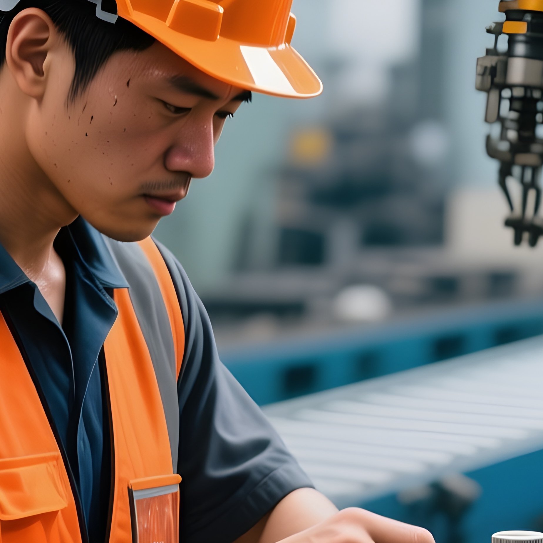 The Human Element Industrial Worker On Assembly Line - Full Resolution Quality Preview