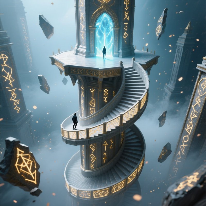 The Infinite Staircase Climbing A Tower Where The Stairs Generate Endlessly Until A Specific Truth Is Spoken