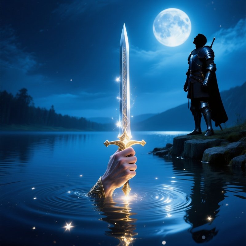 The Lady Of The Lake Hand From Water Offering Weapon