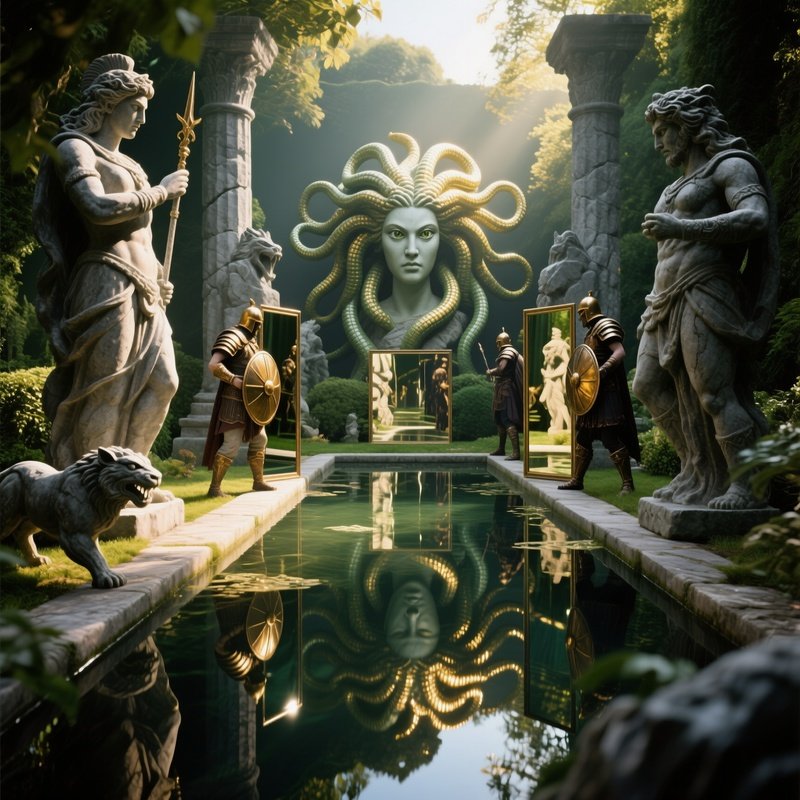 The Medusa S Lair Stone Statues Reflections