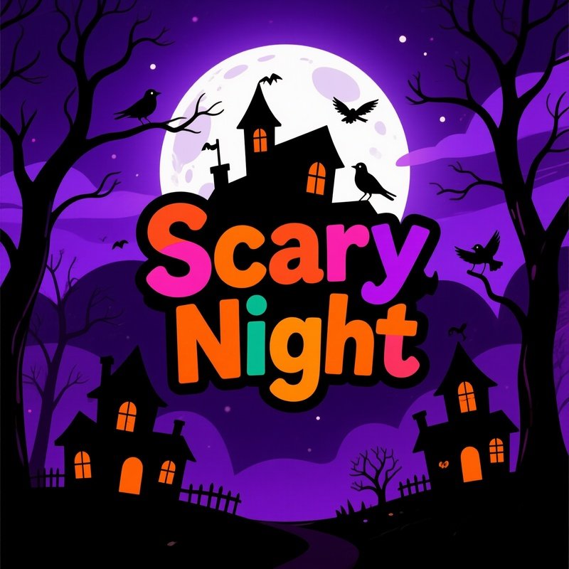 The Phrase Scary Night Prominently Displayed Halloween Night